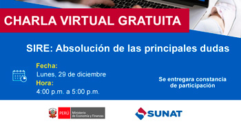  Charla online gratis "SIRE: Absolución de las principales dudas" de la SUNAT