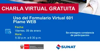  Charla online gratis "Uso del Formulario Virtual 601 - Plame WEB" de la SUNAT