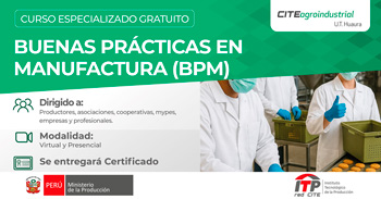  Curso especializado "Buenas Prácticas en Manufactura (BPM)"