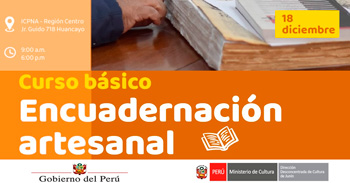 Curso presencial gratis "Encuadernación Artesanal" del Ministerio de Cultura Dirección de Junín