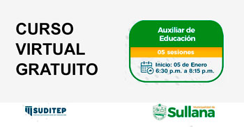  Curso online gratis "Auxiliar de educación" de la Municipalidad de Sullana