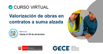 Curso online gratis con certificado "Valorización de obras en contratos a suma alzada" del OECE