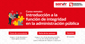 Curso online "Introducción a la función de integridad en la Administración Pública" del SERVIR