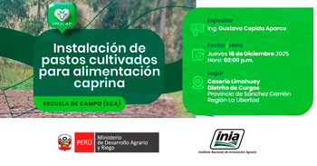 Evento presencial "Instalación de pastos cultivados para alimentación caprina"