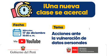  Evento online "Acciones ante la vulneración de datos personales" del MINJUSDH
