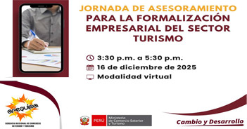  Jornada online "Formalización empresarial del sector turismo" de Gercetur Arequipa