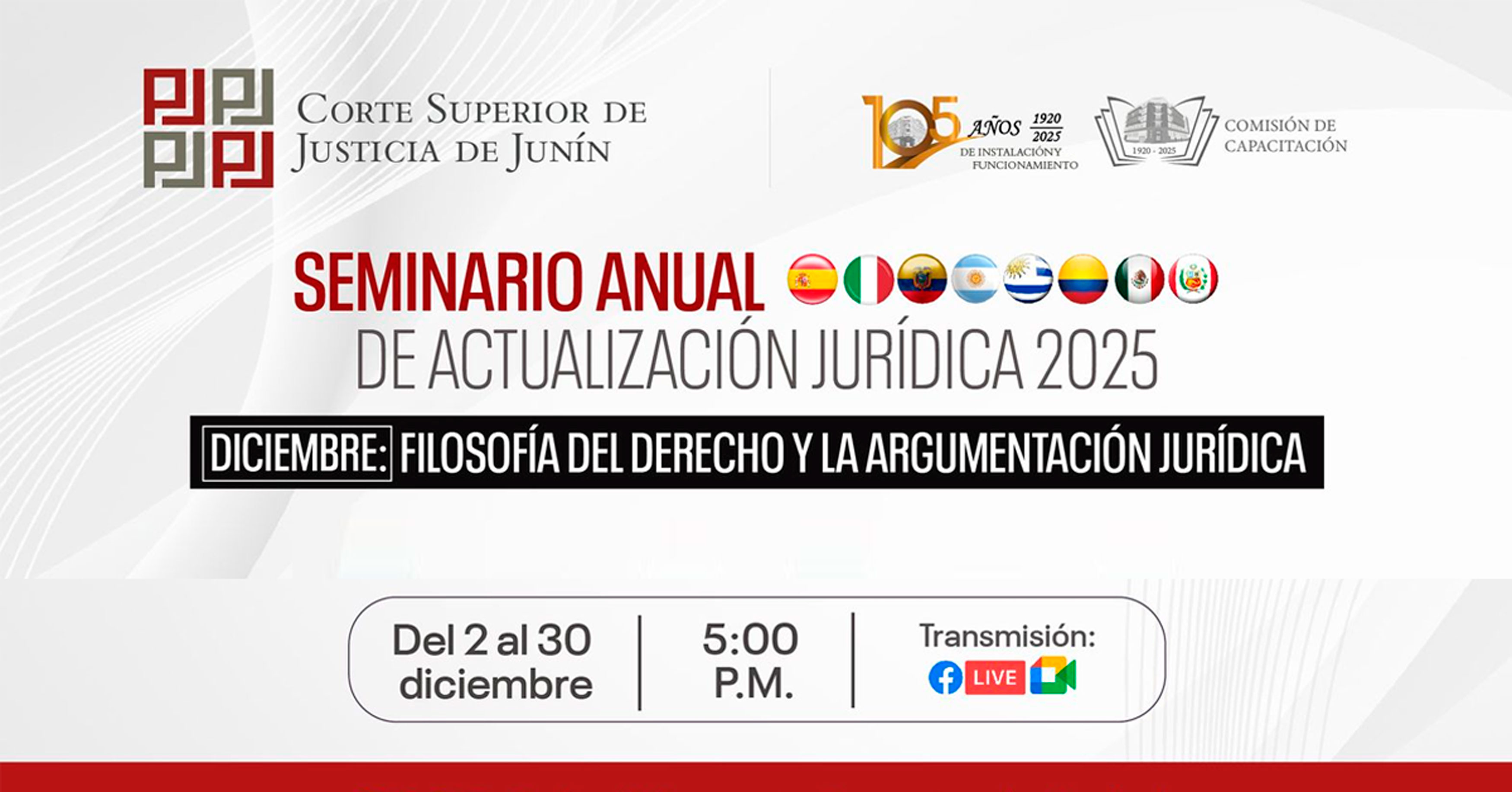Seminario online "Filosofía del Derecho y la Argumentación Jurídica" de la Corte Superior de Justicia de Junín