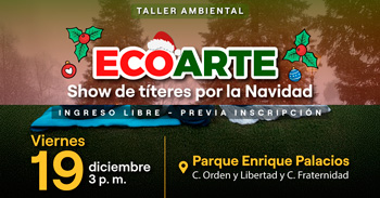 Taller presencial gratis "EcoArte y Show de títeres por la navidad para niños" Municipalidad de San Isidro