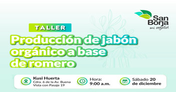Taller presencial gratis "Producción de jabón orgánico a base de romero" de la Municipalidad De San Borja