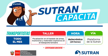 Taller online "Fiscalización en el traslado de armas, municiones y materiales explosivos en el transporte "