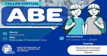  Taller online gratis "Asesoría para la Búsqueda de Empleo (ABE)" de la DRTPE Piura