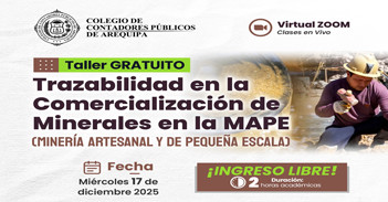  Taller online gratis Trazabilidad en la Comercialización de Minerales en la MAPE (Minería Artesanal y de Pequeña Escala)