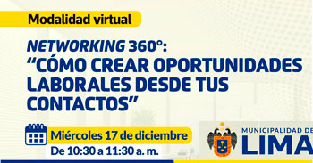 Taller online "Networking 360°: Cómo crear oportunidades laborales desde tus contactos" 