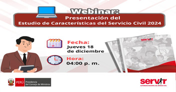 Webinar online "Presentación del Estudio de Características del Servicio Civil 2024" del Servir Perú