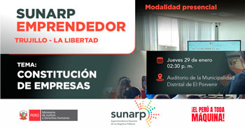 Capacitación presencial gratis "Constitución de Empresas" de la SUNARP