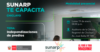 Capacitación presencial gratis "Independizaciones de predios" de la SUNARP