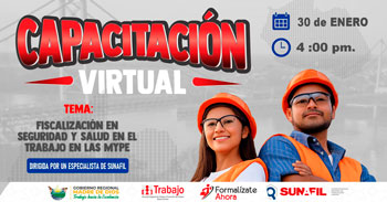 Capacitación online "Fiscalización en Seguridad y Salud en el Trabajo en las MYPE" DRTPE Madre de Dios