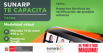 Capacitación online gratis "Aspectos técnicos en rectificación de predios urbanos" de la SUNARP