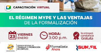  Capacitación online gratis "El Régimen MYPE y las Ventajas de la Formalización"