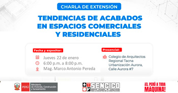  Charla presencial gratis "Tendencias de acabados en espacios comerciales y residenciales" del Sencico 