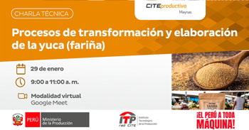 Charla online "Procesos de transformación y elaboración de la yuca(fariña)" del CITEproductivo Maynas