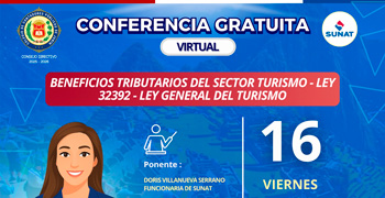  Conferencia online "Beneficios tributarios del sector turismo – Ley N.° 32392 (Ley General del Turismo)"