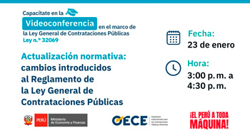 Conferencia online gratis "Actualización normativa: Cambios sustanciales de la Ley N.° 32069" del OECE
