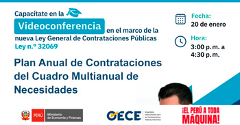 Conferencia online gratis "Plan Anual de Contrataciones del Cuadro Multianual de Necesidades" del OECE
