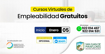 Cursos online gratis de empleabilidad de la Municipalidad de San Juan de Miraflores y el Instituto Peruano de Negocios