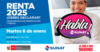  Evento online gratis "Renta 2025 ¿Debes declarar? Cronogramas de presentación y medios" de la SUNAT