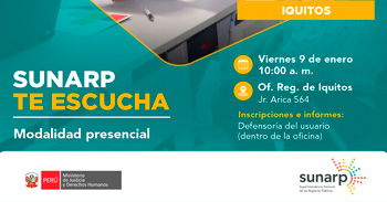 Sunarp Te Escucha Especialistas de la Sede Iquitos atenderán tus sugerencias sobre los servicios registrales