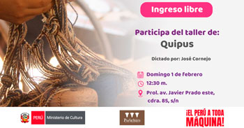 Taller presencia gratis "Quipus" del Museo de Sitio Arturo Jiménez Borja - Puruchuco