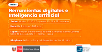  Taller presencial gratis "Herramientas digitales e inteligencia artificial" de la Biblioteca Nacional(BNP)