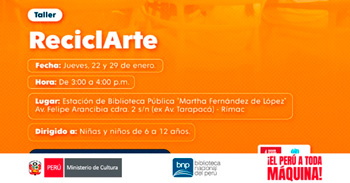  Taller presencial gratis "ReciclArte" de la Biblioteca Nacional del Perú - BNP