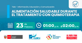 Capacitación online gratis "Alimentación saludable durante el tratamiento de quimioterapia" del INEN