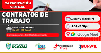Capacitación online gratis  "Contratos de Trabajo"  de la DRTPE Ucayali