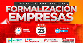  Capacitación online gratis "Formalización de Empresas"  de la DRTPE Huánuco
