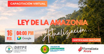 Capacitación online gratis  "Ley de la amazonia (Actualización)"  de Formalizate Ahora - Loreto