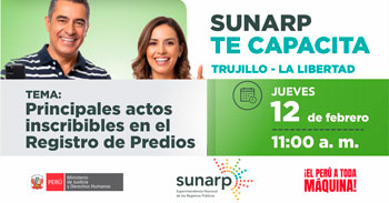  Capacitación online gratis "Principales actos inscribibles en el Registro de Predios" de la SUNARP