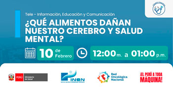 Capacitación online gratis "¿Qué alimentos dañan nuestro cerebro y salud mental?" del INEN