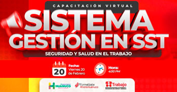 Capacitación online gratis "Sistema de Gestión en SST"  de la DRTPE Huánuco