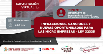 Capacitación online "Infracciones, sanciones y nuevas oportunidades para las micro empresas - Ley 32335"