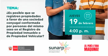 Capacitación virtual "Se pueden registrar propiedades a nombre de una sociedad conyugal del mismo sexo?"