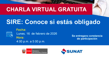  Charla online gratis "SIRE: Conoce si estás obligado" de la SUNAT