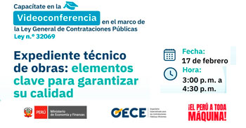 Conferencia online gratis "Expediente técnico de obras: elementos clave para garantizar su calidad" del OECE