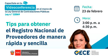  Conferencia online "Tips para obtener Registro Nacional de Proveedores (RNP) de manera rápida y sencilla"