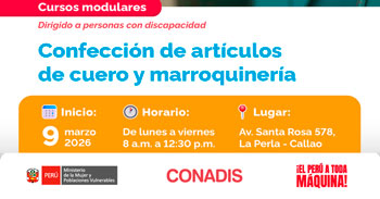 Curso presencial gratis "Confección de artículos de cuero y marroquinería" del MIMP Conadis