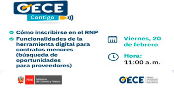 Evento online Cómo inscribirte en el Registro Nacional de Proveedores y El uso de la Herramienta Digital OECE