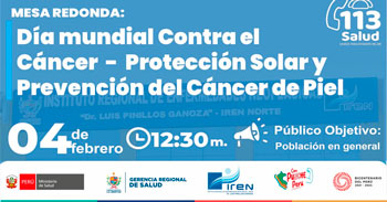 Evento online "Día mundial contra el cáncer - Protección solar y prevención del cáncer de piel" del MINSA