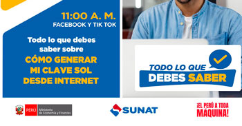 Evento online gratis "Cómo generar mi clave sol desde internet" de la SUNAT
